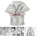 HUIHUANG Silver Wired Satin Ribbon with Glitter Stripe Edges 25 inch Silver Christmas Ribbon for Tree Bows Making Wreath Supplies Gift Wrapping Garland Home Decor Crafts 10 Yards - Image 2