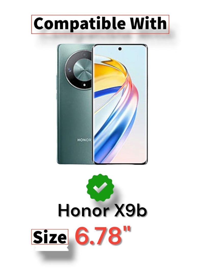For Honor X9b Two-line design Flip Leather Wallet Card Slot Case with Kickstand,Strap Magnetic Closure,Included Internal Tpu Silicone Case,Compatible with Honor X9b (6.78'') (Blue)