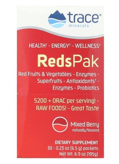 Trace Minerals Reds Pak Mixed Berry 30 Packets 0.23 oz (6.5 g) Each 