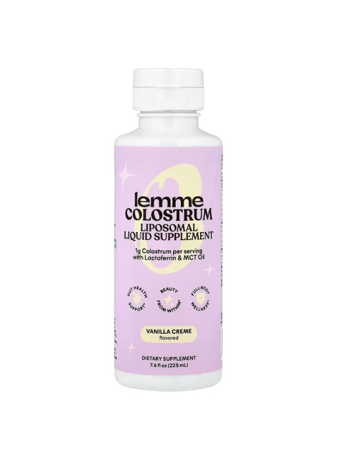 Lemme, Colostrum, Liposomal Liquid Supplement, Vanilla Creme, 7.6 fl oz (225 ml) - Image 1