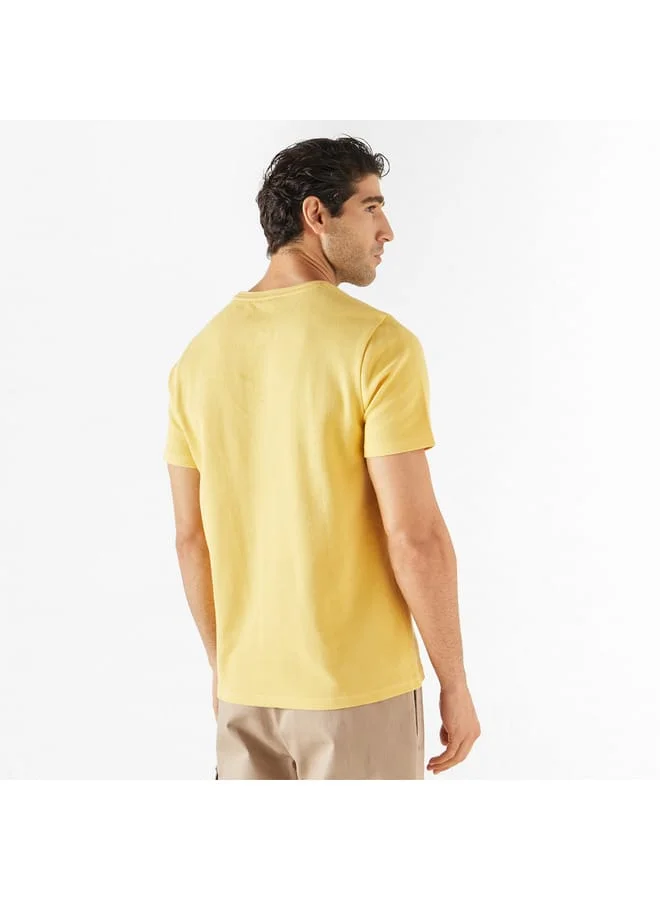 Iconic Iconic Textured T-shirt with Crew Neck and Short Sleeves