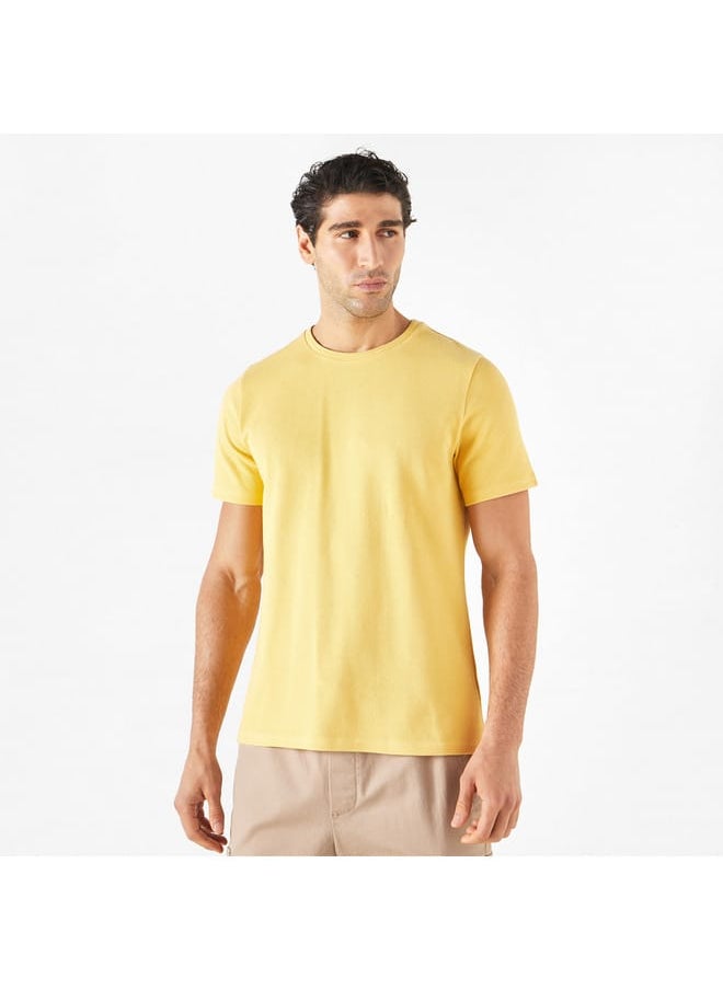 Iconic Iconic Textured T-shirt with Crew Neck and Short Sleeves  - Image 1