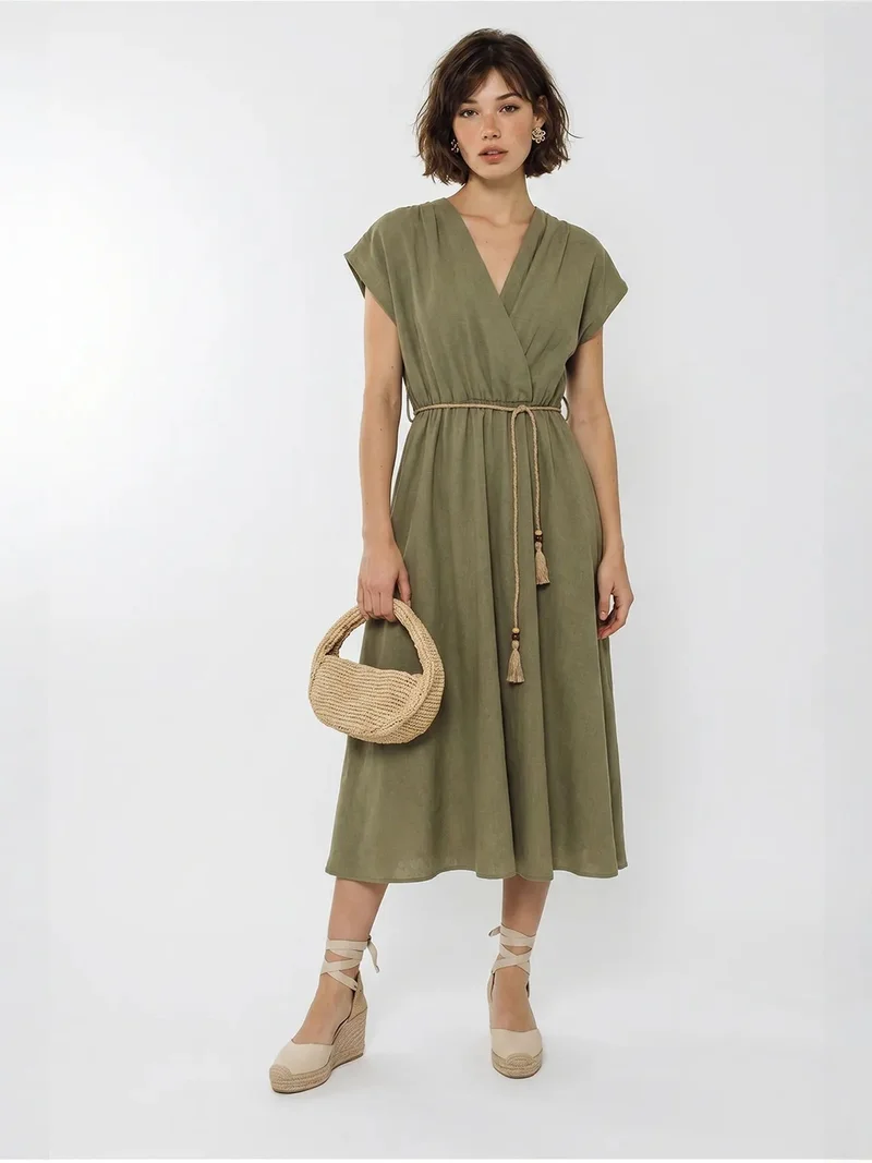 بيانكو لوتشي LUCCI Belted Wrap Midi Dress