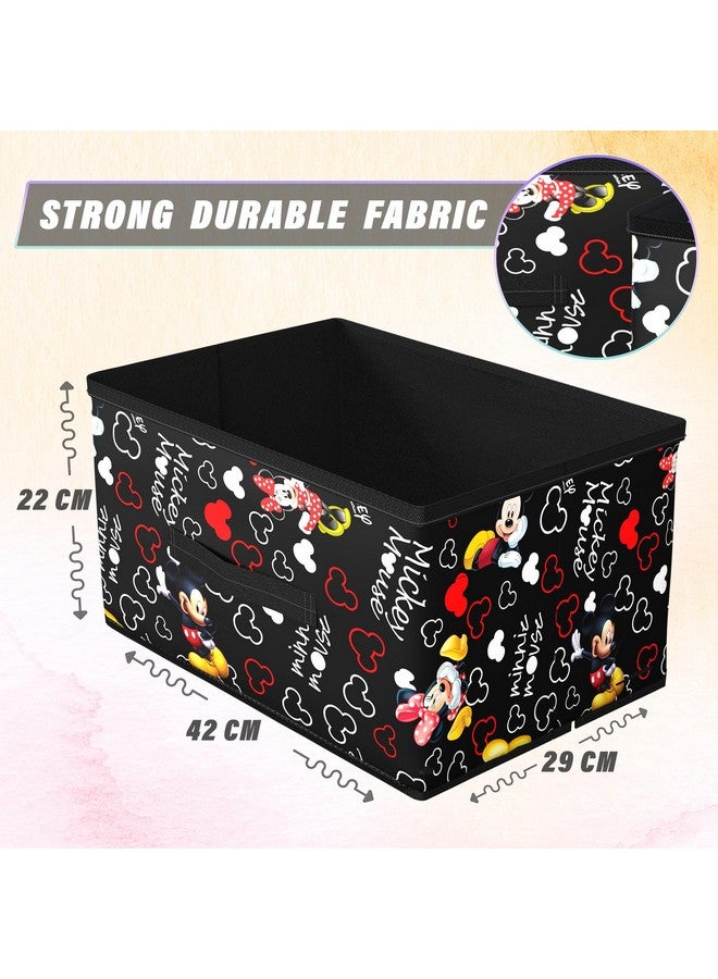 Kuber Industries Storage Box|Toy Box Storage For Kids|Foldable Storage Box|Disney Mickey Print|Foldable & Space Saver|Black - Image 3