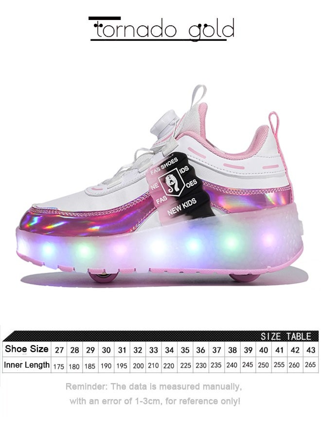 tornado gold LED Two-wheel Flash Stylish Shiny Sneaker Skates with Wheels and Lightning Soles for Easy Swivel Buckle Kids Shoes  - Image 2