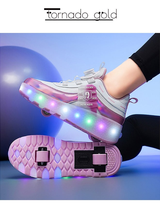 tornado gold LED Two-wheel Flash Stylish Shiny Sneaker Skates with Wheels and Lightning Soles for Easy Swivel Buckle Kids Shoes  - Image 4