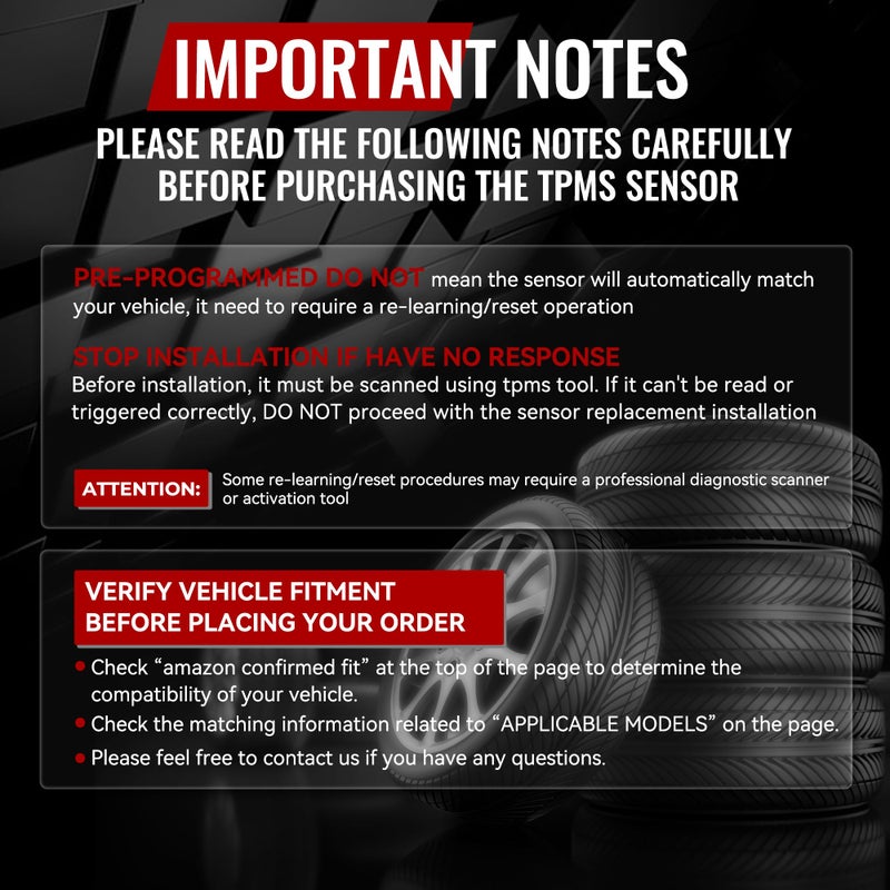 CARORAV TPMS Sensor GM, 4-Pack Tire Pressure Monitoring System Sensor Replacement for GM Chevy GMC Cadillac Buick, 315MHz OE Replaces for 13586335 13581558 13598771 13598772 - Image 3