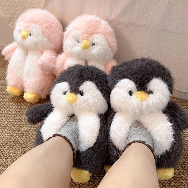 Penguin Cotton Slippers Women'S Bag Heel Plush Home Thick-Soled Winter Indoor Non-Slip Warm Home Shoes For Boys And Girls - Image 2