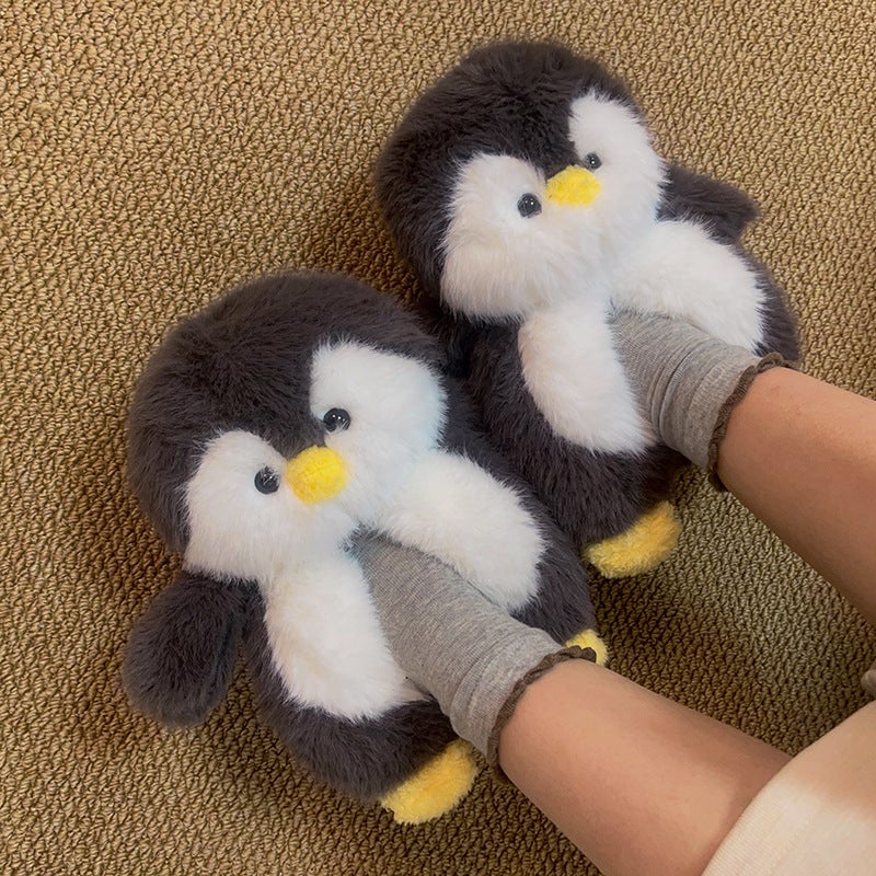 Penguin Cotton Slippers Women'S Bag Heel Plush Home Thick-Soled Winter Indoor Non-Slip Warm Home Shoes For Boys And Girls - Image 5