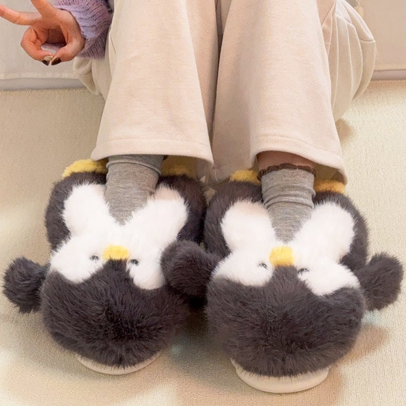 Penguin Cotton Slippers Women'S Bag Heel Plush Home Thick-Soled Winter Indoor Non-Slip Warm Home Shoes For Boys And Girls - Image 3