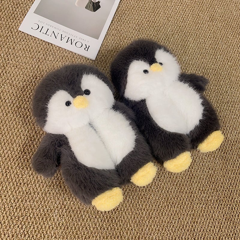 Penguin Cotton Slippers Women'S Bag Heel Plush Home Thick-Soled Winter Indoor Non-Slip Warm Home Shoes For Boys And Girls - Image 1