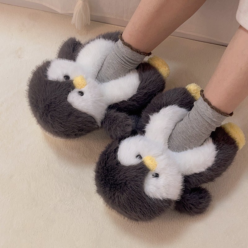 Penguin Cotton Slippers Women'S Bag Heel Plush Home Thick-Soled Winter Indoor Non-Slip Warm Home Shoes For Boys And Girls - Image 4