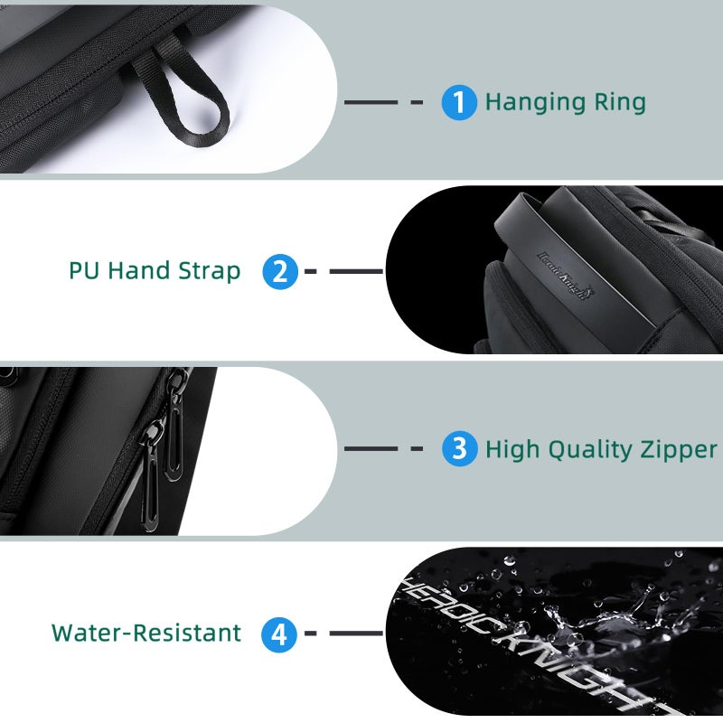 hk Laptop Backpack for Men Expandable Smart Business Backpack with USB Charging Port Water Resistant Anti-theft Lightweight 15.6 Inch Computer Laptop Bag for Office College Commute Travel Work-Black - Image 5