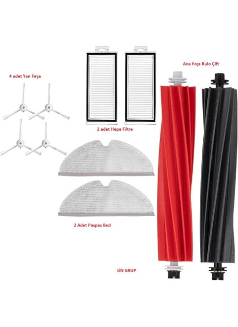 Lin Group Roborock Q5 Pro Plus / Q8 Max / Q8 Max Plus Compatible Brush Filter Mop Mop Replacement Set