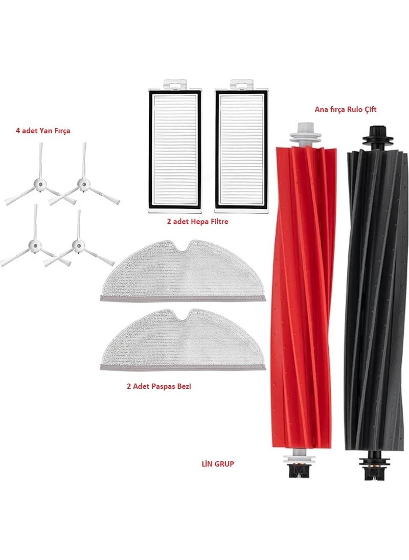 Lin Grup - Lin Group Roborock Q5 Pro Plus / Q8 Max / Q8 Max Plus Compatible Brush Filter Mop Mop Replacement Set - Image 1