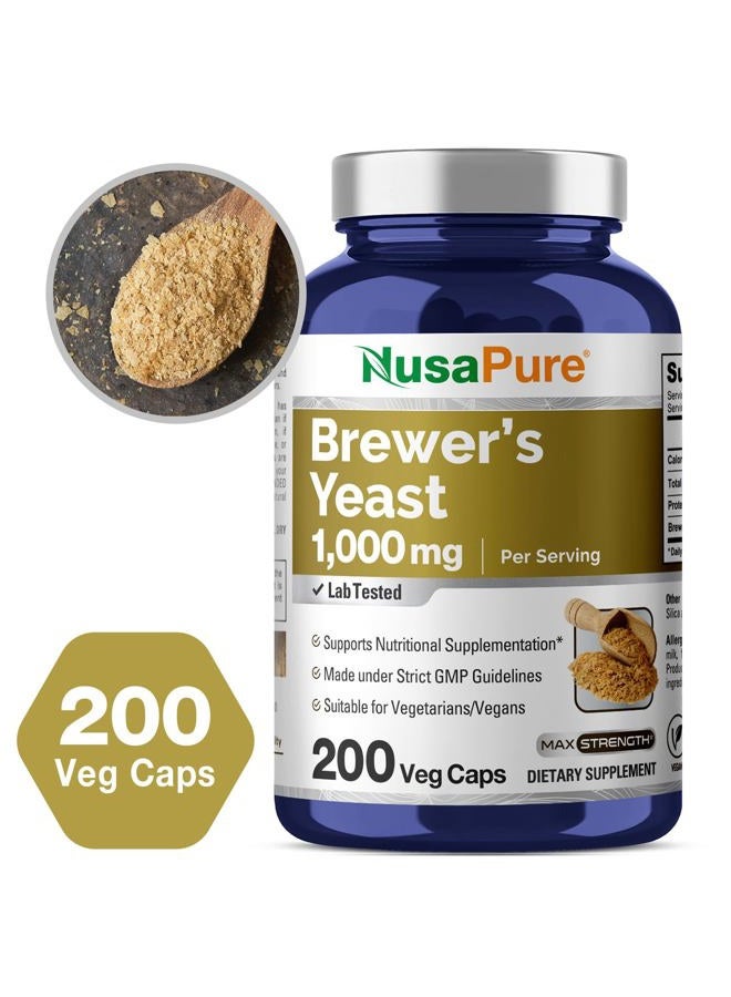 NusaPure خميرة البيرة 1000 ملغ 200 كبسولة نباتية (غير معدلة وراثيًا، نباتية) - Image 4