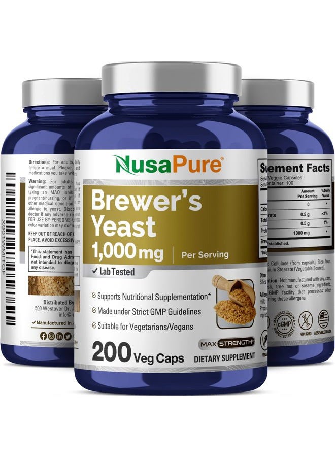 NusaPure خميرة البيرة 1000 ملغ 200 كبسولة نباتية (غير معدلة وراثيًا، نباتية) - Image 5