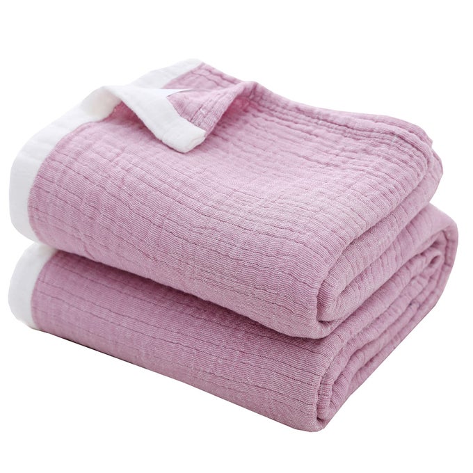 COTTON MUSLIN THROW BLANKET FOR ADULTSBREATHABLE 4LAYER YARN DYED LINEN TEXTURE GAUZE BLANKET FOR BED SOFA COUCHSUPER SOFT LIGHTWEIGHT BLANKET FOR ALL SEASON50X60LAVENDER PURPLE