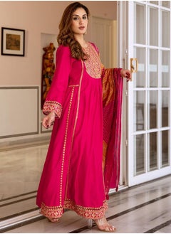 ISHIN Women's Pink Modal Muslin Printed Tunic Full Length Casual Straight Fit Kurta Set  - Image 3
