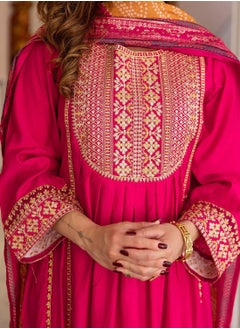 ISHIN Women's Pink Modal Muslin Printed Tunic Full Length Casual Straight Fit Kurta Set  - Image 2