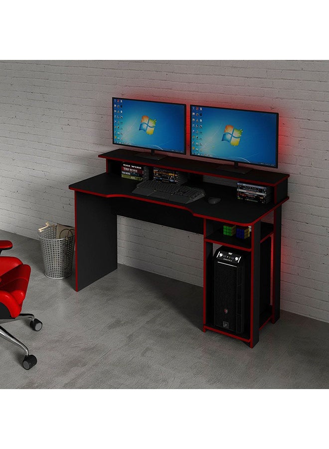 DANUBE HOME Atlaz Gaming Desk Computer Table Office Desk Workstation Modern Pc Laptop Gaming Table Wooden Study Table For Home Office L 136x60x89.5 Cm Red/Black  - Image 1