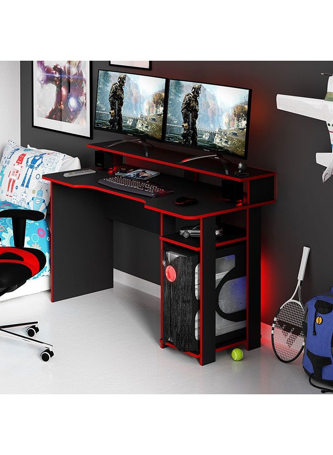 DANUBE HOME Atlaz Gaming Desk Computer Table Office Desk Workstation Modern Pc Laptop Gaming Table Wooden Study Table For Home Office L 136x60x89.5 Cm Red/Black  - Image 2