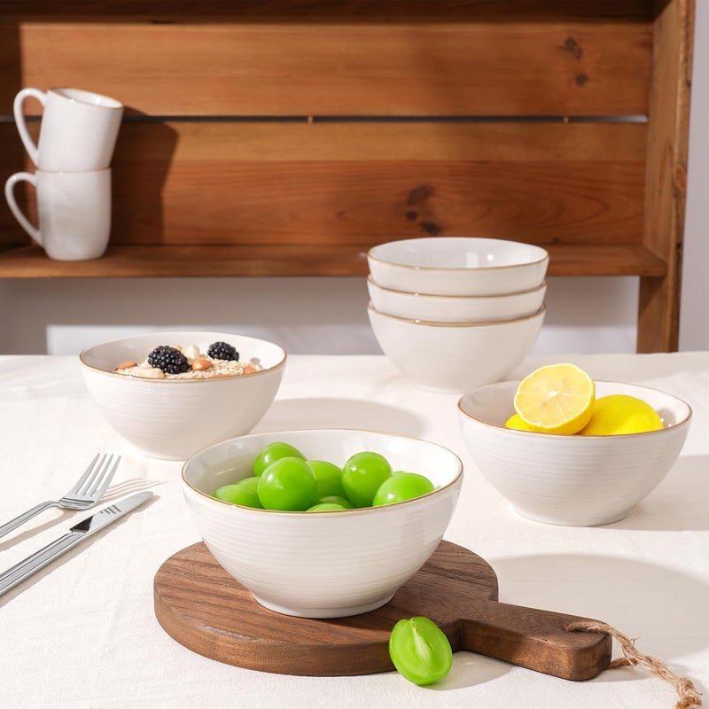 Famiware مجموعة أطباق وأوعية فامي وير تمبوس لـ 6 أشخاص 18 قطعة من الخزف لمجموعات العشاء أطباق مجموعة زجاجة تفاعلية آمنة في غسالة الصحون والميكروويف بيضاء عتيقة - Image 4