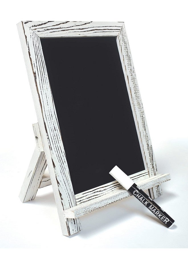Better Office Products Framed Tabletop Chalkboard Sign, 9.5" X 14", Rustic Wood Frame, Small Magnetic Chalkboard With Built-In Ledge And Folding Stand, One White Chalk Marker Included,(Whitewash) - Image 1