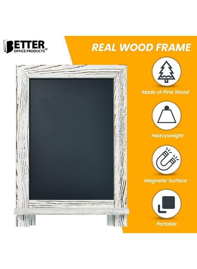 Better Office Products Framed Tabletop Chalkboard Sign, 9.5" X 14", Rustic Wood Frame, Small Magnetic Chalkboard With Built-In Ledge And Folding Stand, One White Chalk Marker Included,(Whitewash) - Image 4