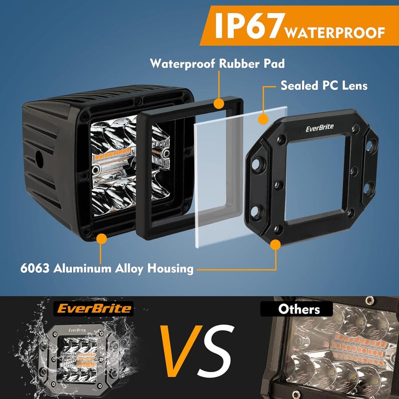 EverBrite 2PCS 48W LED Light Pods with 6 Modes and Memory Function for Off-Road Use - Image 3