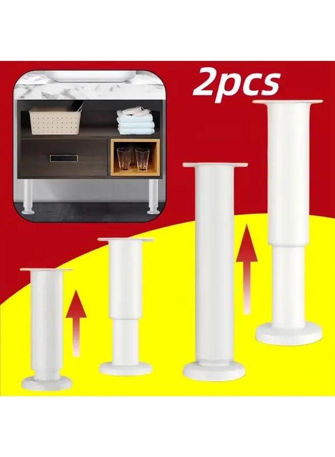 قطعتان من أرجل الأثاث القابلة لتعديل الارتفاع، قاعدة معدنية بيضاء متينة على شكل حرف A، 3.15 إلى 4.72 بوصة - Image 2