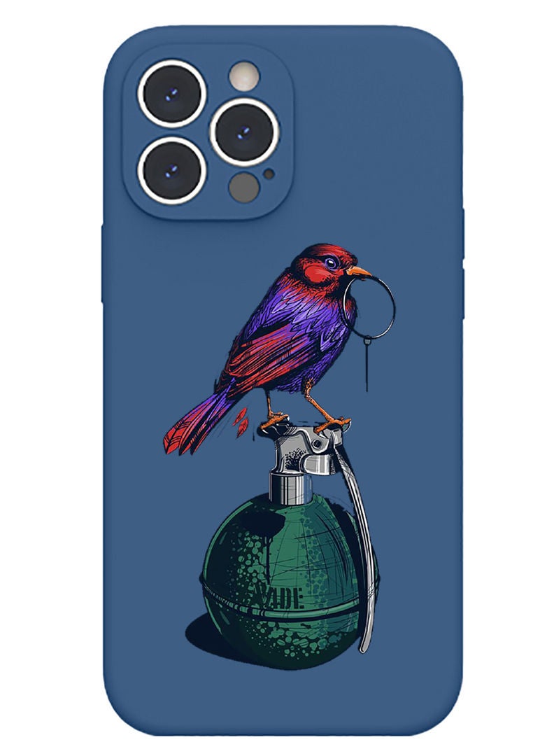 Theodor Protective Slim Fit Case Liquid Silicone Cover with Full Body Protection Anti-Scratch Shockproof Case For iPhone 13 Pro Max Blue  - Grand slam & score black copy - Image 1