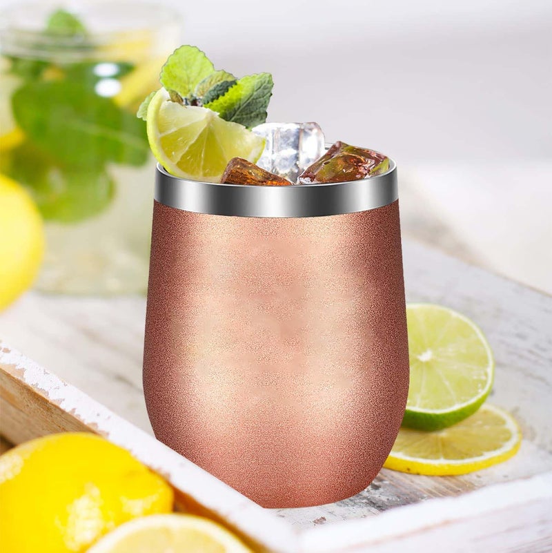 Zikra كؤوس تامبلر عازلة للحرارة سعة 12 أونصة بدون قاعدة مع غطاء وشفاطة، كوب سفر مزدوج الجدار من الفولاذ المقاوم للصدأ، للنساء والأصدقاء - Image 2