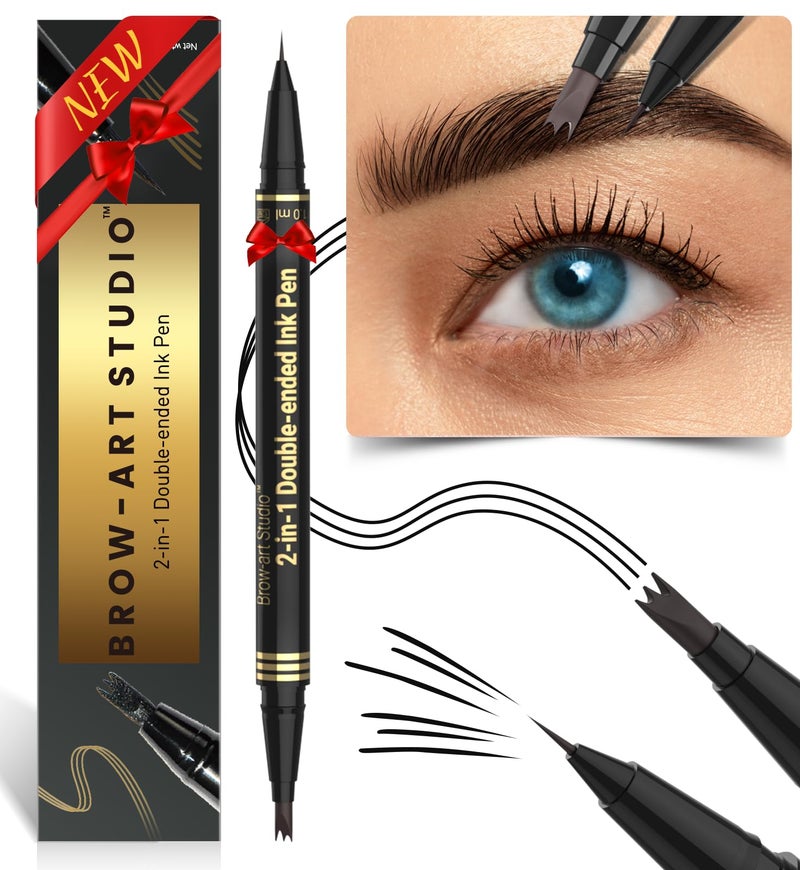 iMethod Microblading Eyebrow Pencil  Brow Pencil 2in1 DualEnded Eyebrow Pen with 3Prong MicroForkTip Applicator  Precise BrushTip Creates NaturalLooking Brows Stay on All Day Black