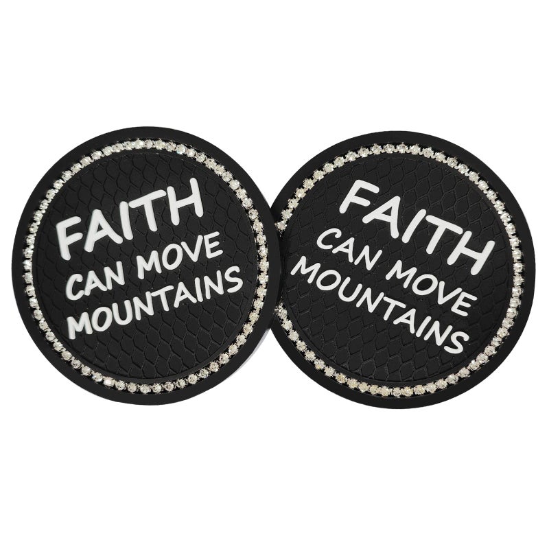 ACODABLEM 2 Pack Bling Car Cup Holders, 2.75 Inch Bling Crystal Rhinestone Soft Anti-Slip Cup Mats Auto Drink Coasters Car Interior Decoration Accessories for Women or Girls (Black) - Image 5