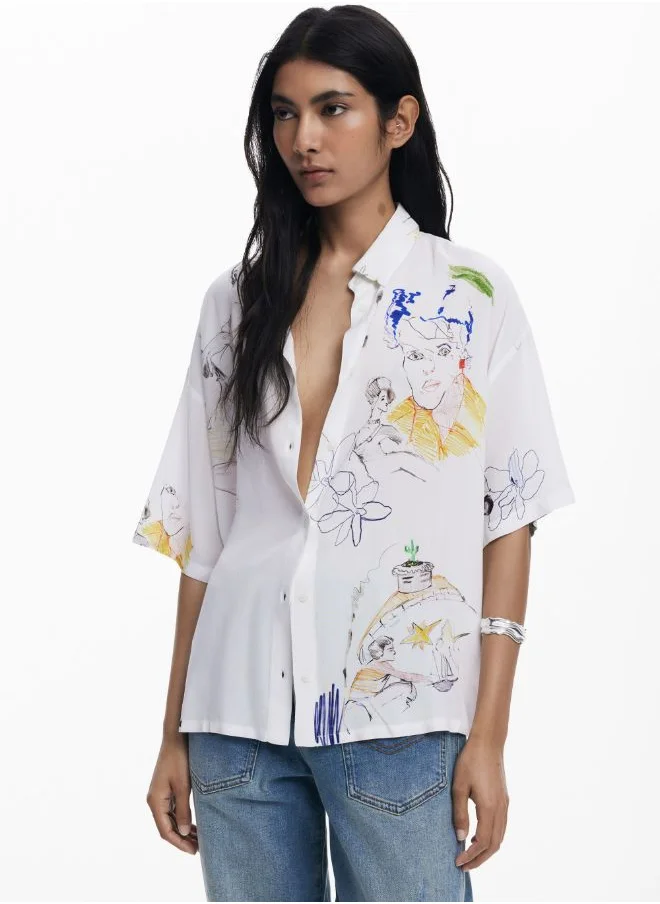 DESIGUAL Short-Sleeve Shirt Faces