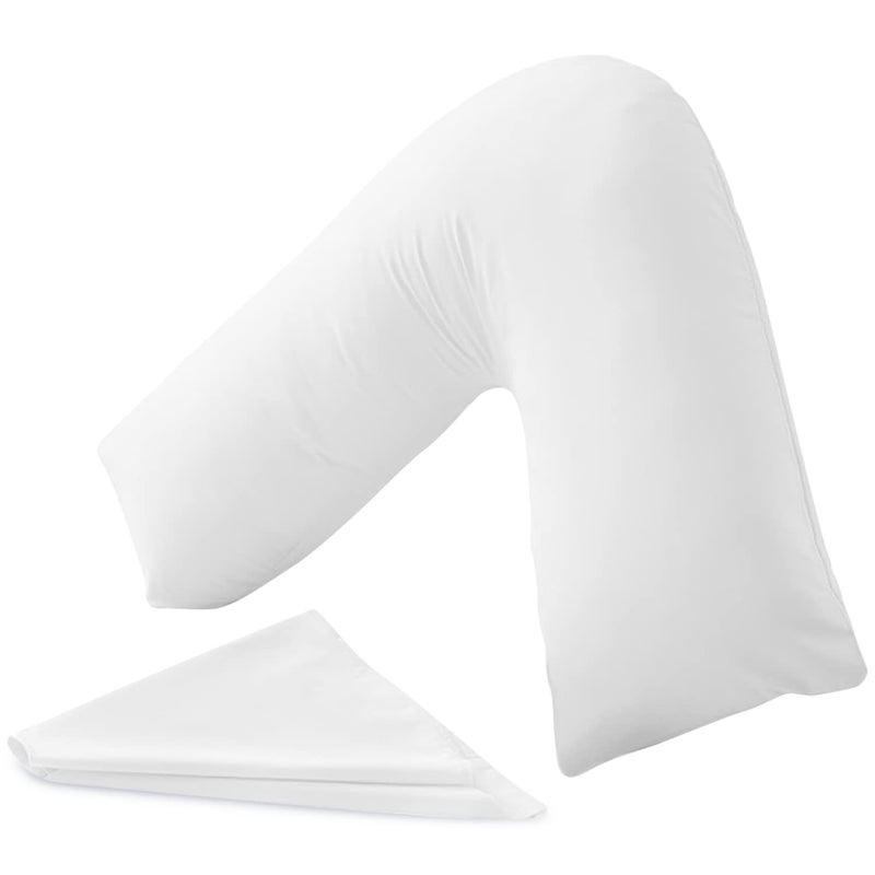 MH Traders Firm Support V Pillow with Pillowcase Orthopedic Support Pillow for Neck Back  Shoulder Maternity  Pregnancy Pillow V Pillow with Microfiber Filling  Machine Washable