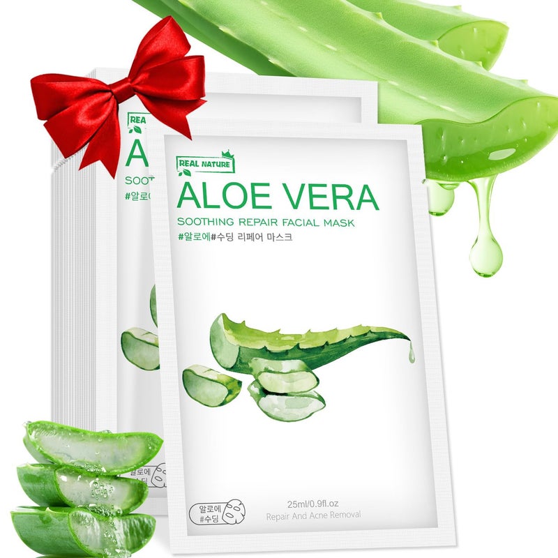 Aloe Vera Face MaskHydrating Face Masks Skincare For Dry OilySensitive SkinAloe Facial Skincare Sheet For Moisturizing Soothing Calming Sun CareAcne Facial Masks for Women Skin Care 10Pack