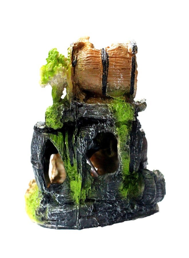 Mistletoe Resin Product Natural Looking ?Broken Barrels for Aquarium Fish Tank Decoration10.16 X 14.6 X 16.51 Cm; 380 Grams - Image 4