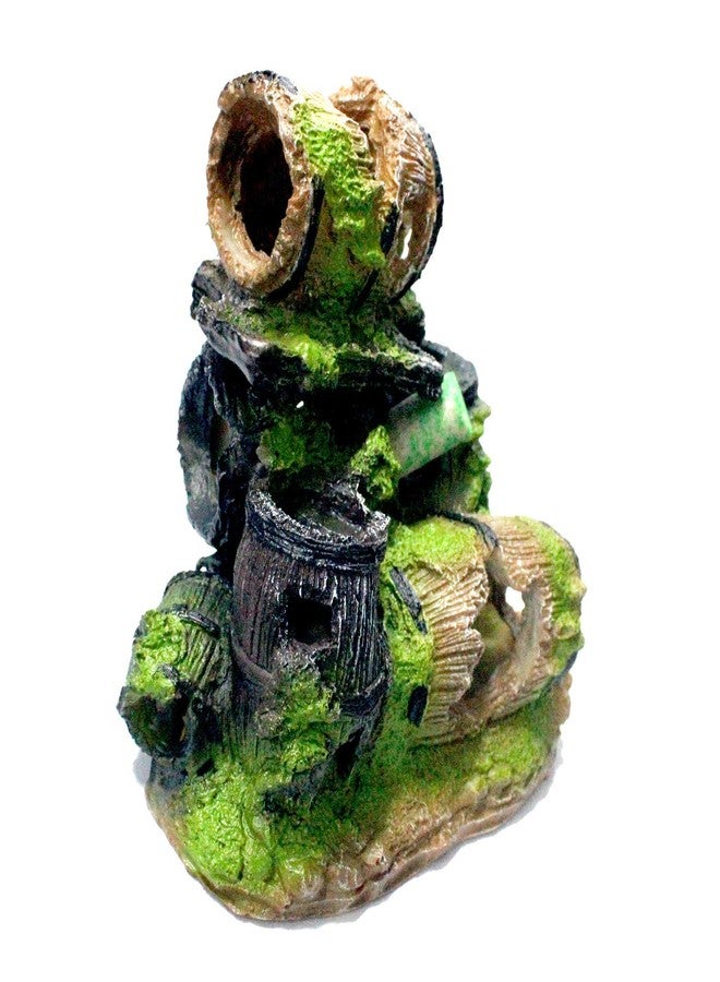 Mistletoe Resin Product Natural Looking ?Broken Barrels for Aquarium Fish Tank Decoration10.16 X 14.6 X 16.51 Cm; 380 Grams - Image 2