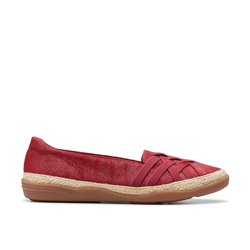 Clarks Collection Women's Elaina Petal Loafer, Red Suede, 8 Wide US - Image 2