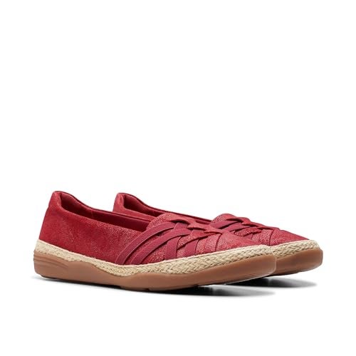 Clarks Collection Women's Elaina Petal Loafer, Red Suede, 8 Wide US - Image 5