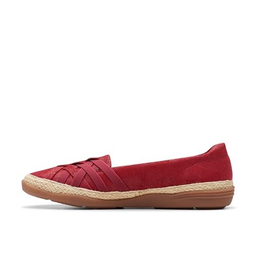 Clarks Collection Women's Elaina Petal Loafer, Red Suede, 8 Wide US - Image 3