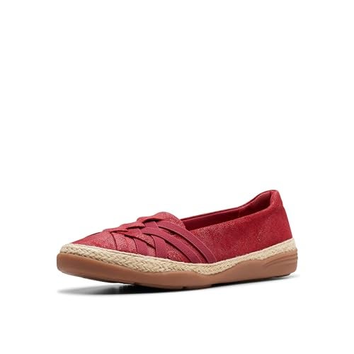 Clarks Collection Women's Elaina Petal Loafer, Red Suede, 8 Wide US - Image 1
