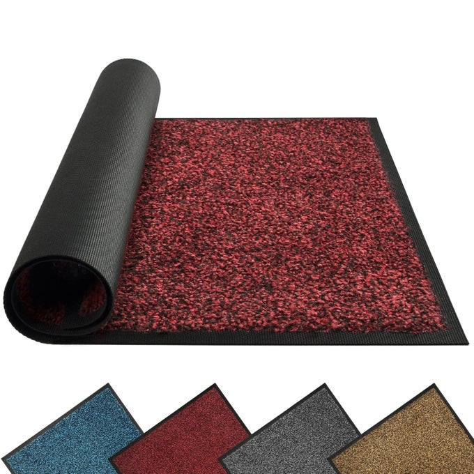 FRONT DOOR MAT DIRT TRAPPER WELCOME MAT FOR OUTDOOR INDOOR NONSLIP WATERPROOF DOORMAT DURABLE MACHINE WASHABLE LOW PROFILE ENTRY RUG FOR BACK DOOR OUTSIDE PATIO PORCH 48 X 24 RED