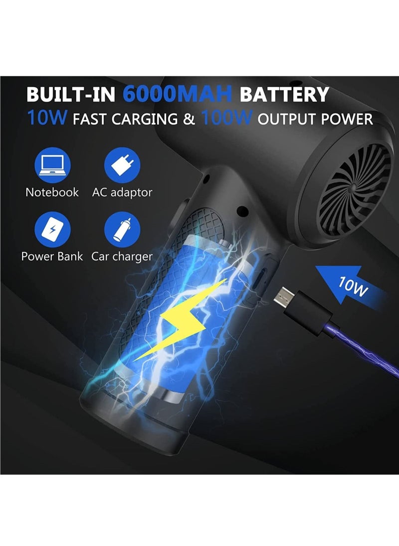 Generic - Cordless Electric Air Duster with 6 Nozzle Attachment Handheld Portable 51000 RPM Blower for Cleaning Computer Keyboards Save on Replacement Canned Air Bottles Fees - Image 1