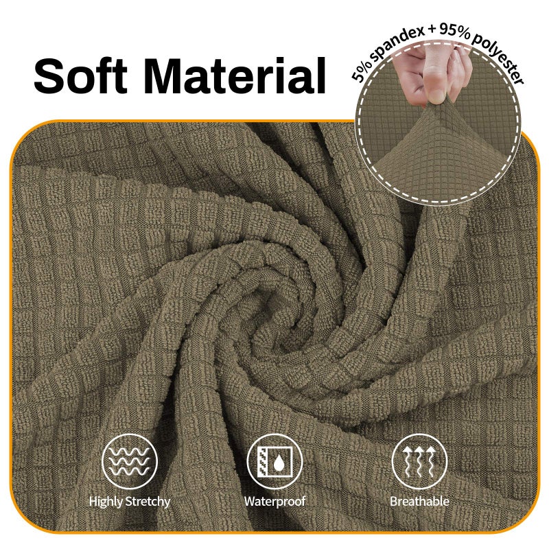 Asnomy Couch Covers for 3 Cushion Couch Stretch Sofa Covers Slipcovers, Pet Protector Furniture Covers for Dogs Cats Spandex Jacquard Fabric Small Checks ï¼ˆLargeï¼ŒKhakiï¼‰ - Image 3