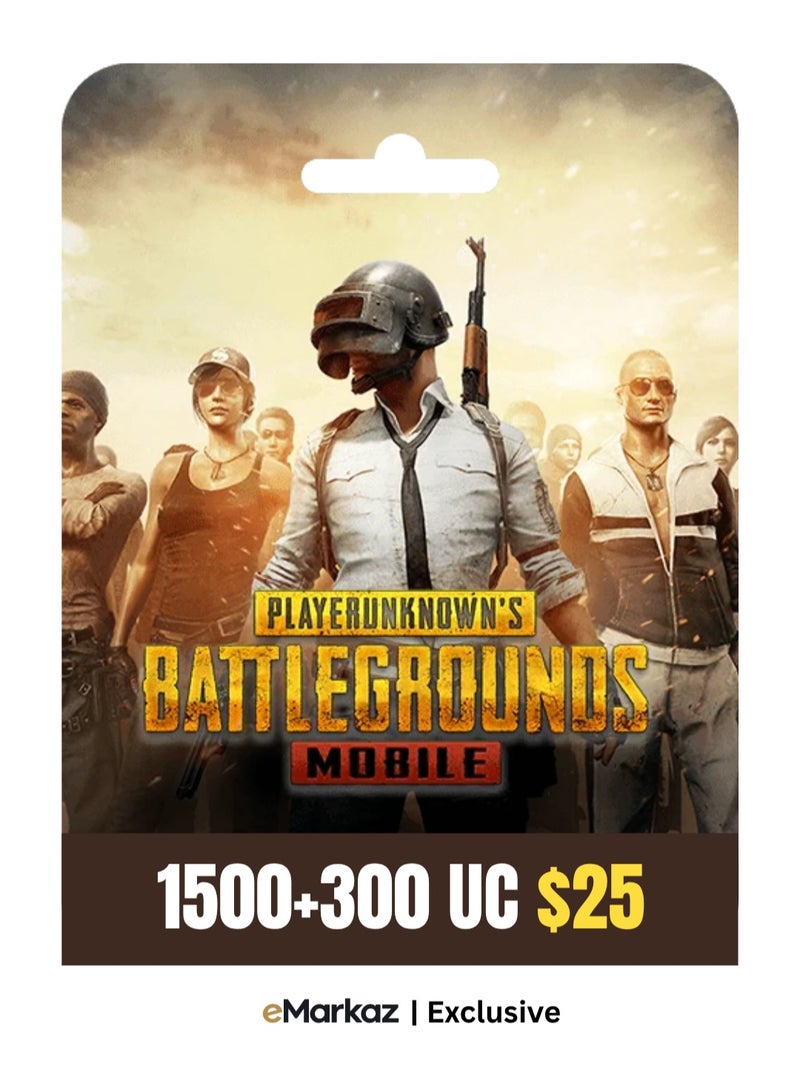 كود رقمي 1500 + 300 UC للعبة ببجي موبايل