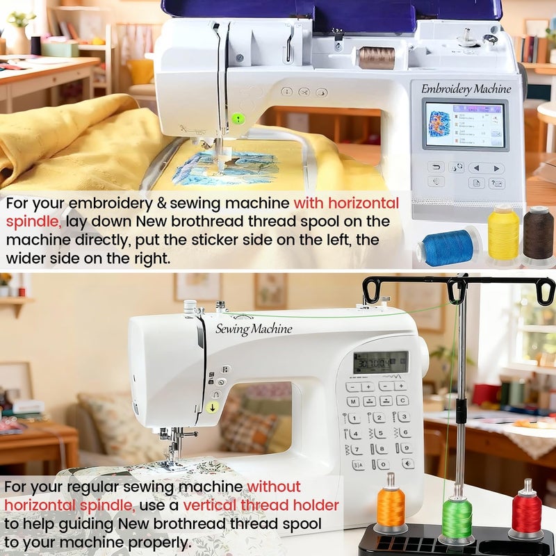 New brothread 80 بكرة خيط تطريز بوليستر 500م - ألوان متوافقة مع جانومي وألوان RA - Image 5