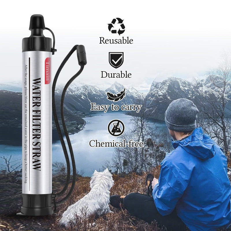 Timain 6 Pack Timain 4-Stage Filtration,High Flow Rate Water Filter Straw,Water Purifier Survival for Emergency Kits,Travel,Camping, Hiking,Fishing,Hunting (6) - Image 5
